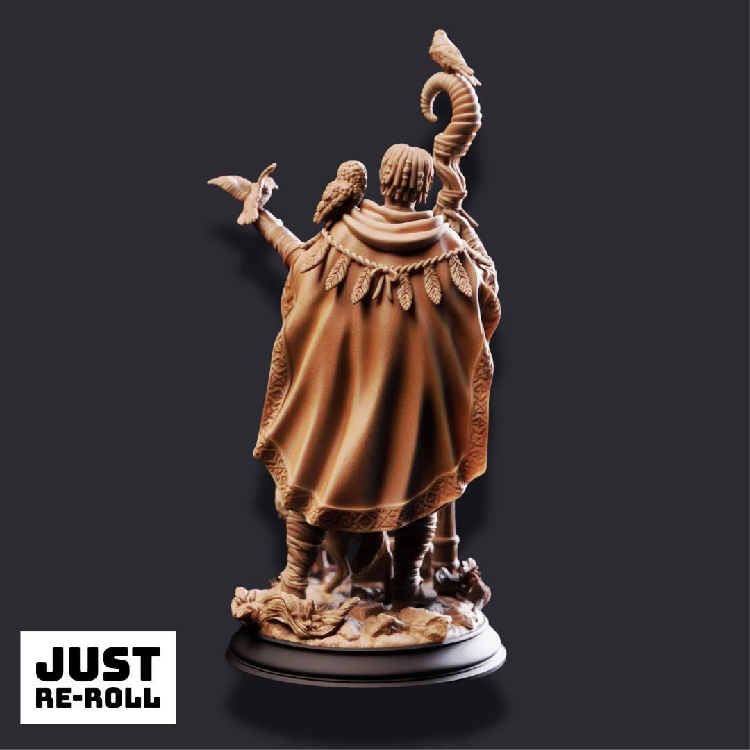 Gwambari – Animal Friend Shaman - 3D Printed Druid Character Miniature