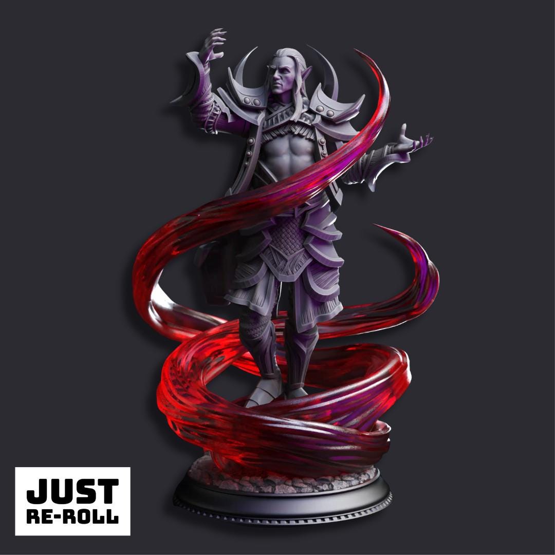 Ilvos Drak’thin – Drow Lunar Sorcerer - 3D Printed Wizard Character Miniature