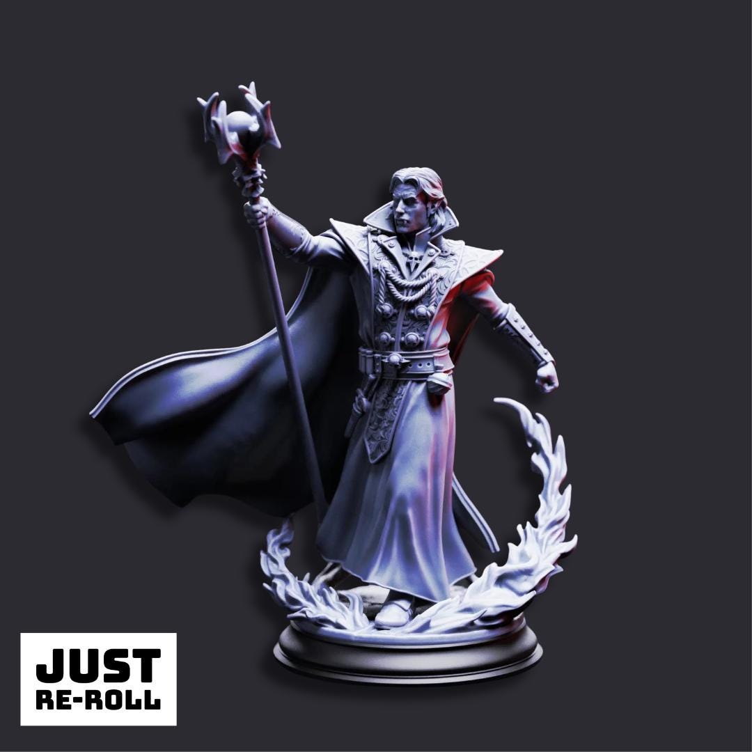 Renard the Black Hearted – Vampire Haemomancer - 3D Printed Wizard Character Miniature