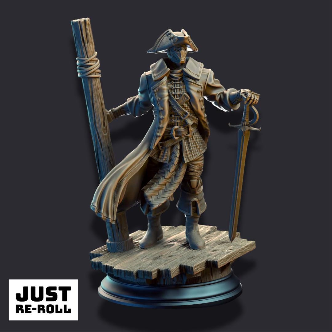 Harvold “Blue Eyes” Stalson – Soulforged Swashbuckler - 3D Printed Rogue Character Miniature
