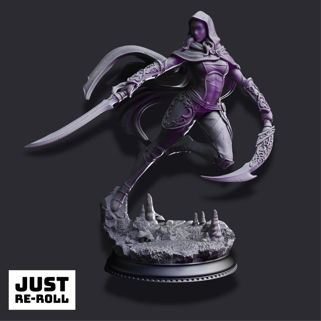 Xira Elineri – Assassin of the Waxing Moon - 3D Printed Rogue Character Miniature