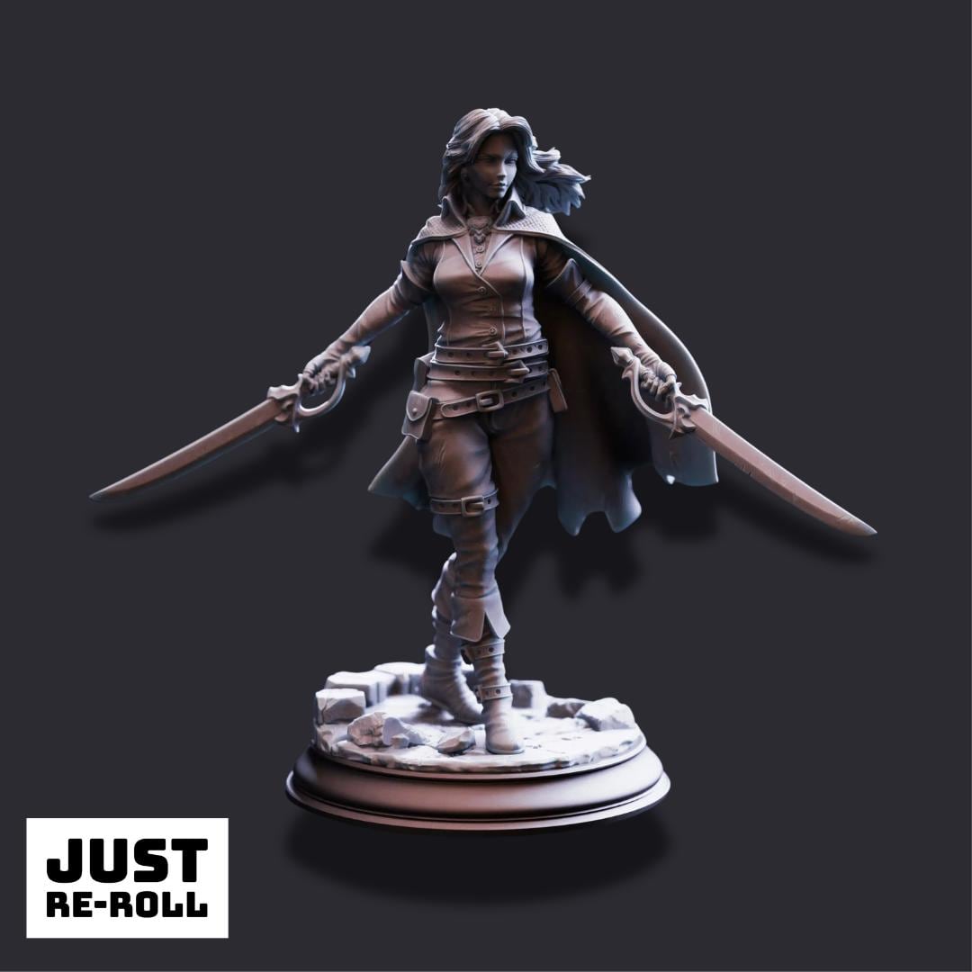 Angela “Cat-Eyes” Hardvin – Rogue Duelist - 3D Printed Rogue Character Miniature
