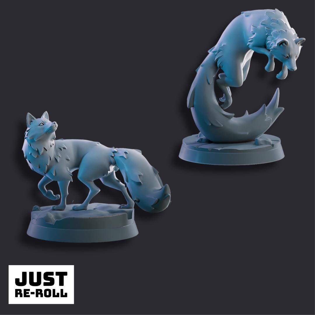 Arctic Fox Companions - 3D Printed Fantasy Fox Miniatures