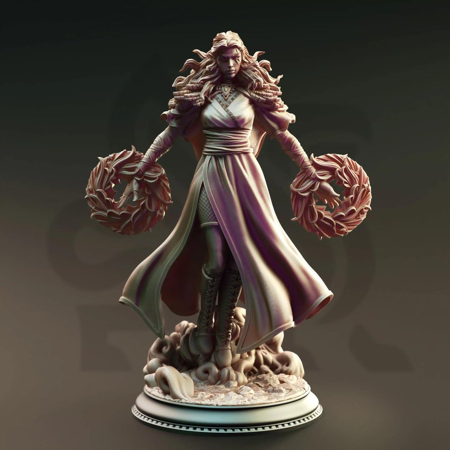 Tyria Ravensong Dark Sorcereress - 3D Printed Sorcerer Character Miniature