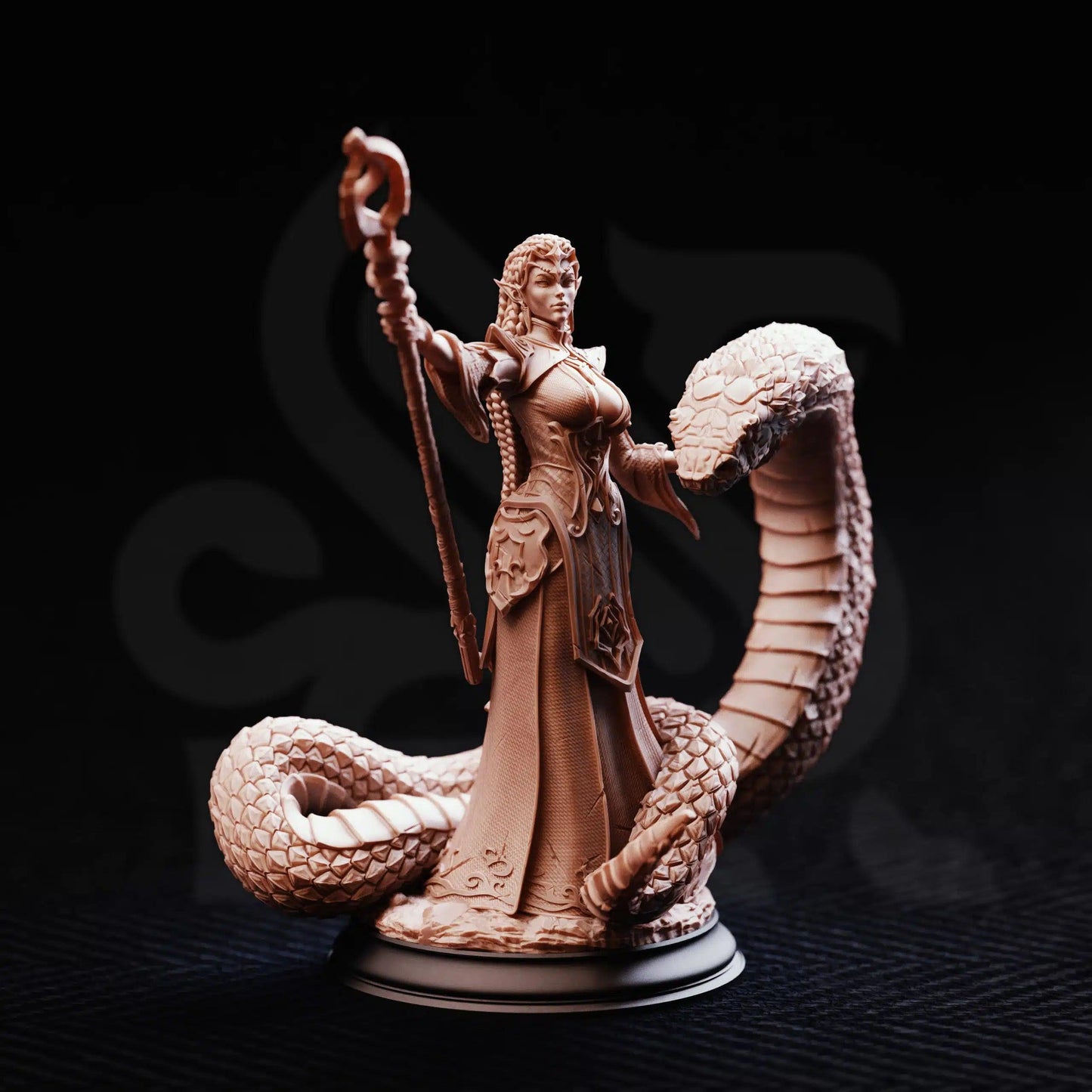 Zarya Sun Elf Snake Sorceress - 3D Printed Sorcerer Character Miniature