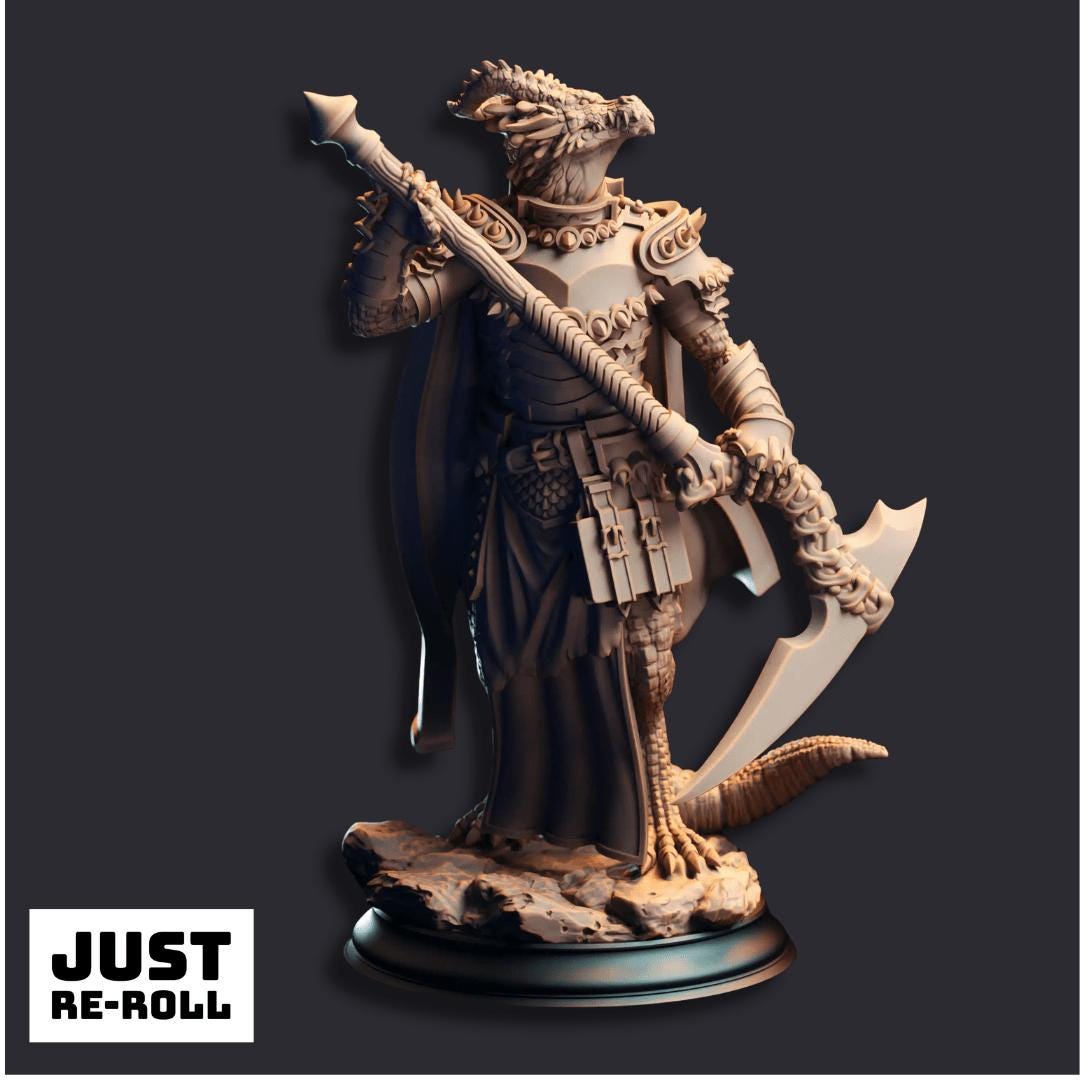 Ilvias the Reaper Silver Dragonkin Warlock - 3D Printed Warlock Character Miniature