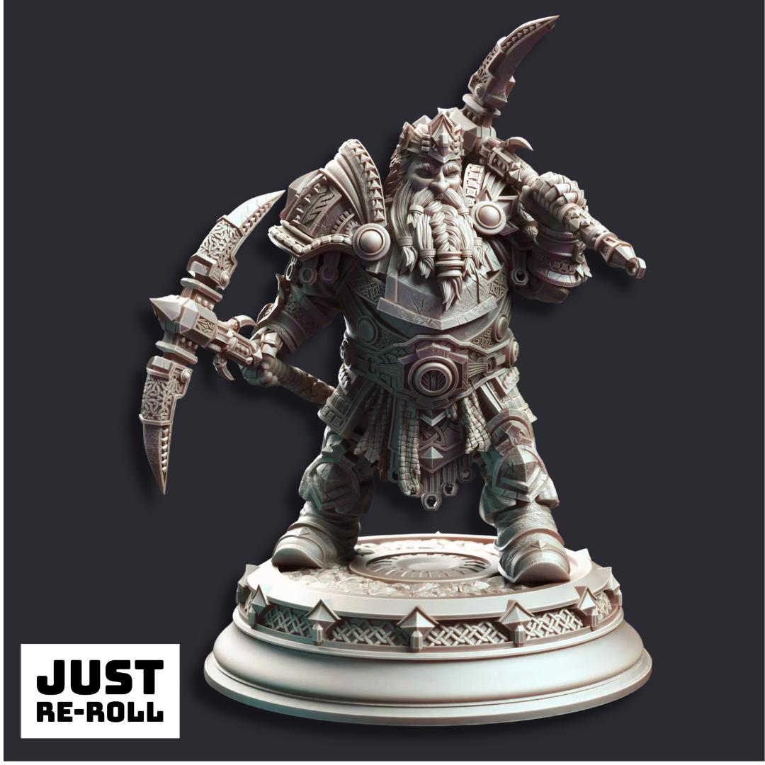 Gordrain Stonehand Dwarven General - 3D Printed Fighter Character Miniature