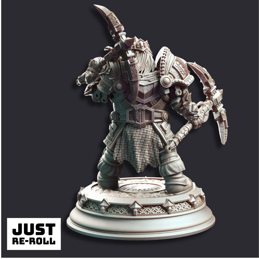 Gordrain Stonehand Dwarven General - 3D Printed Fighter Character Miniature