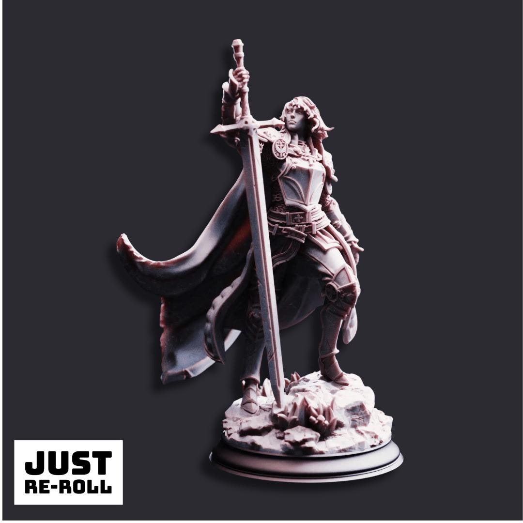 Jeanne du Lac Maiden of Justice - 3D Printed Paladin Character Miniature