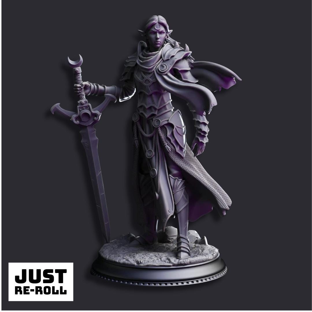 Ilnia Vasrith Paladin of the Moon’s Sanctum - 3D Printed Paladin Character Miniature