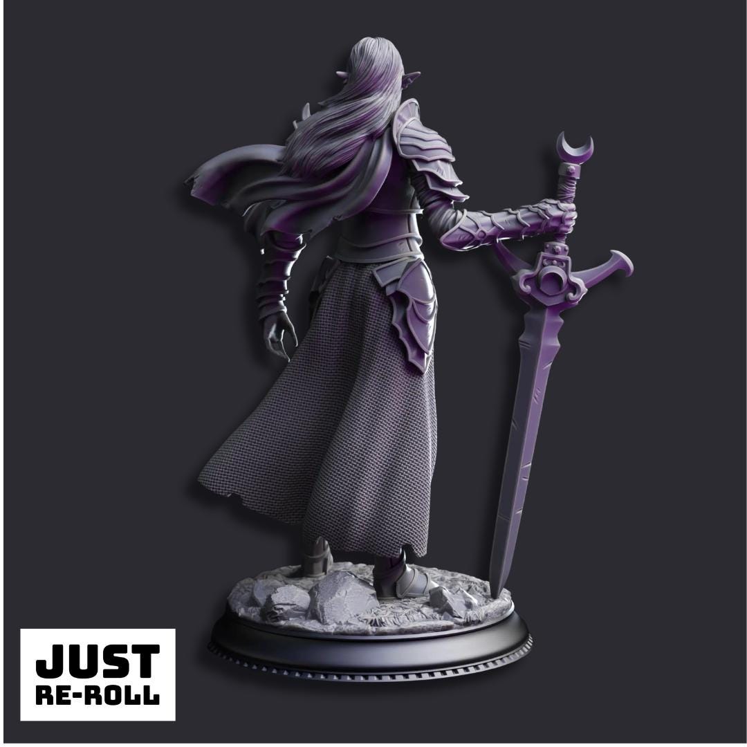 Ilnia Vasrith Paladin of the Moon’s Sanctum - 3D Printed Paladin Character Miniature