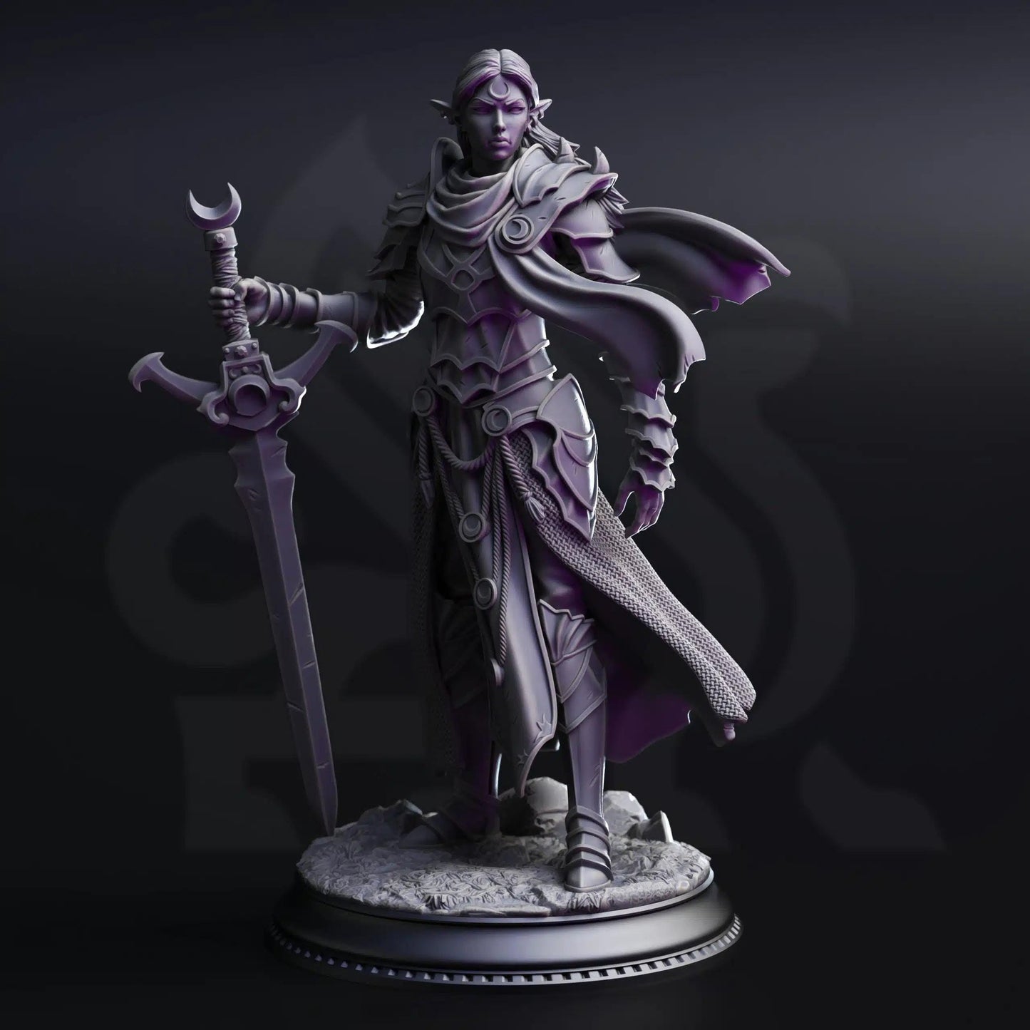 Ilnia Vasrith Paladin of the Moon’s Sanctum - 3D Printed Paladin Character Miniature