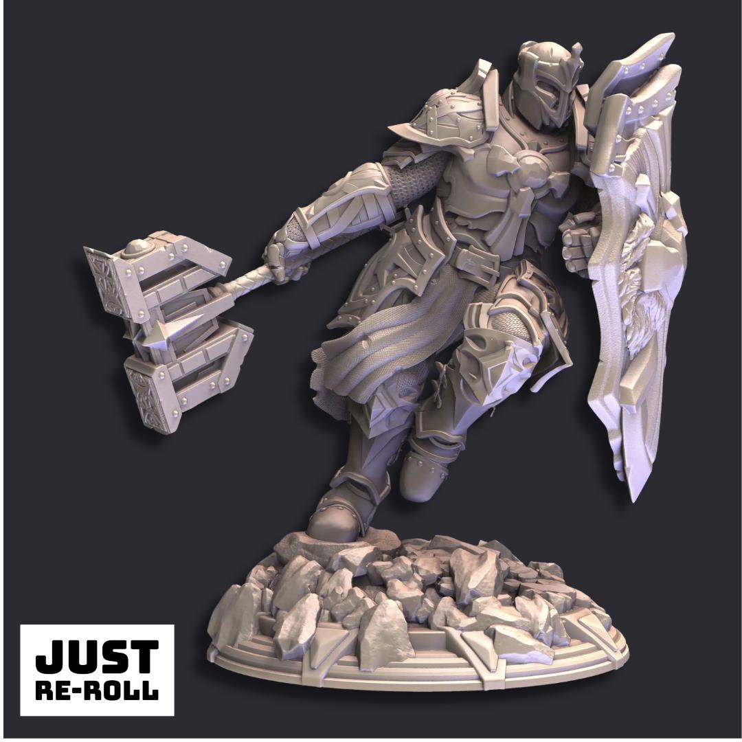 Cardioth Holy Paladin - 3D Printed Paladin Character Miniature