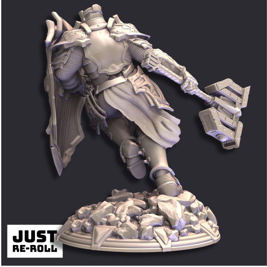 Cardioth Holy Paladin - 3D Printed Paladin Character Miniature