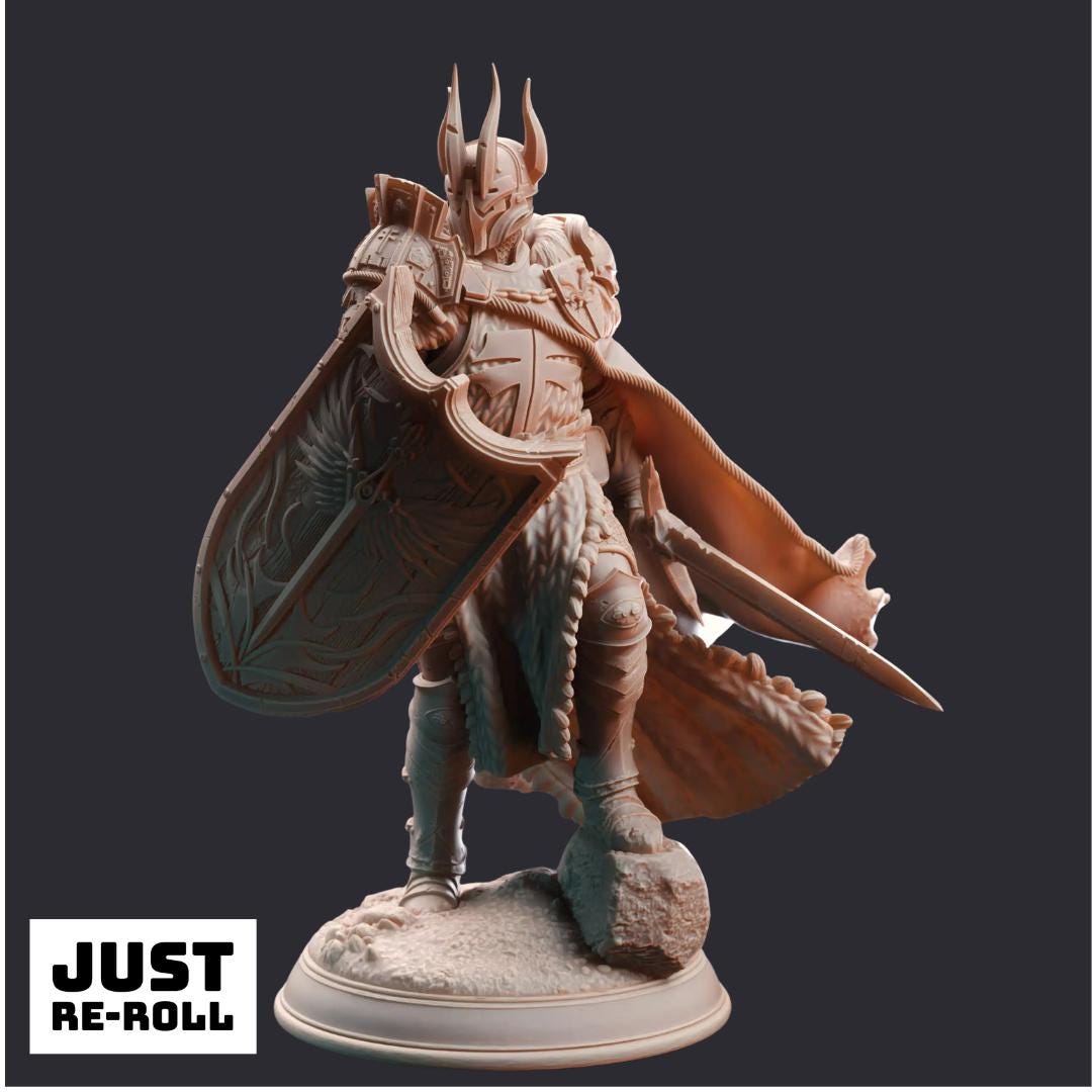 Caedes Erdydion’s Chosen Paladin - 3D Printed Paladin Character Miniature
