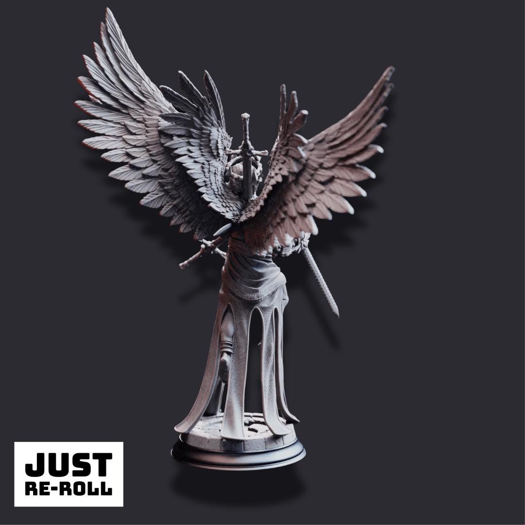 Caerian the Inevitable – Angel of Death - 3D Printed Fighter Character Miniature