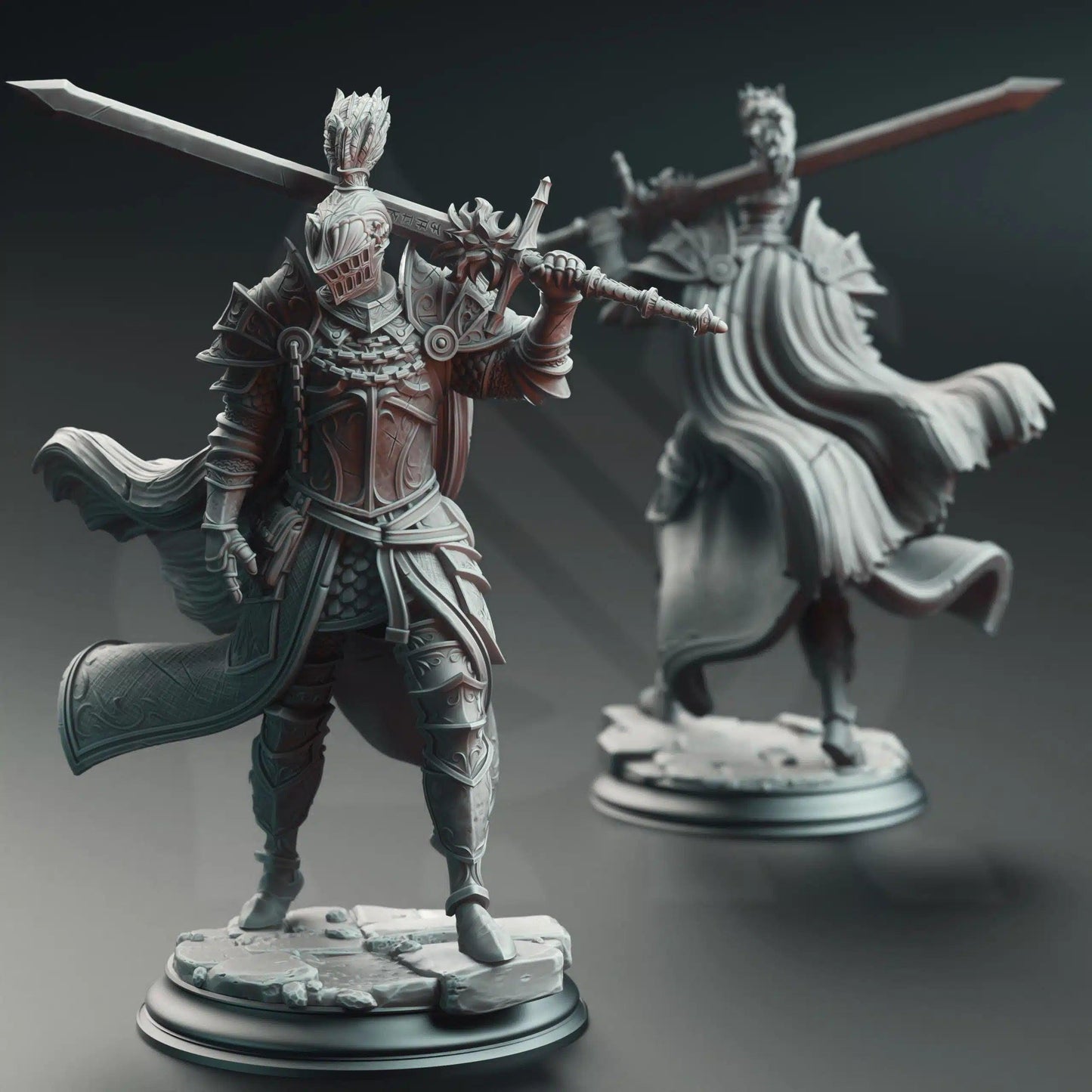 Lothar the Black - Knight of the Dusk - 3D Printed Paladin Character Miniature