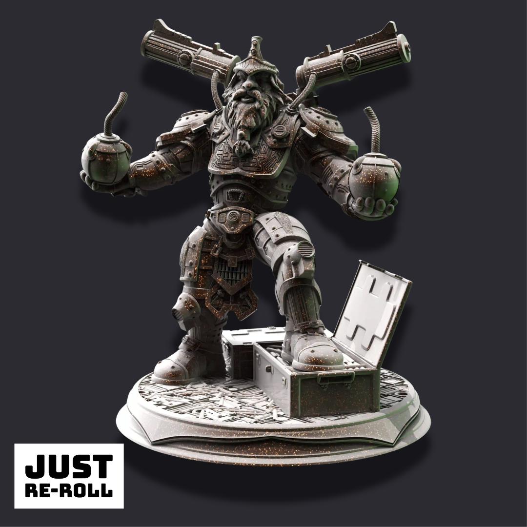 Duktuk – Dwarven Grenadier - 3D Printed Artificer Character Miniature