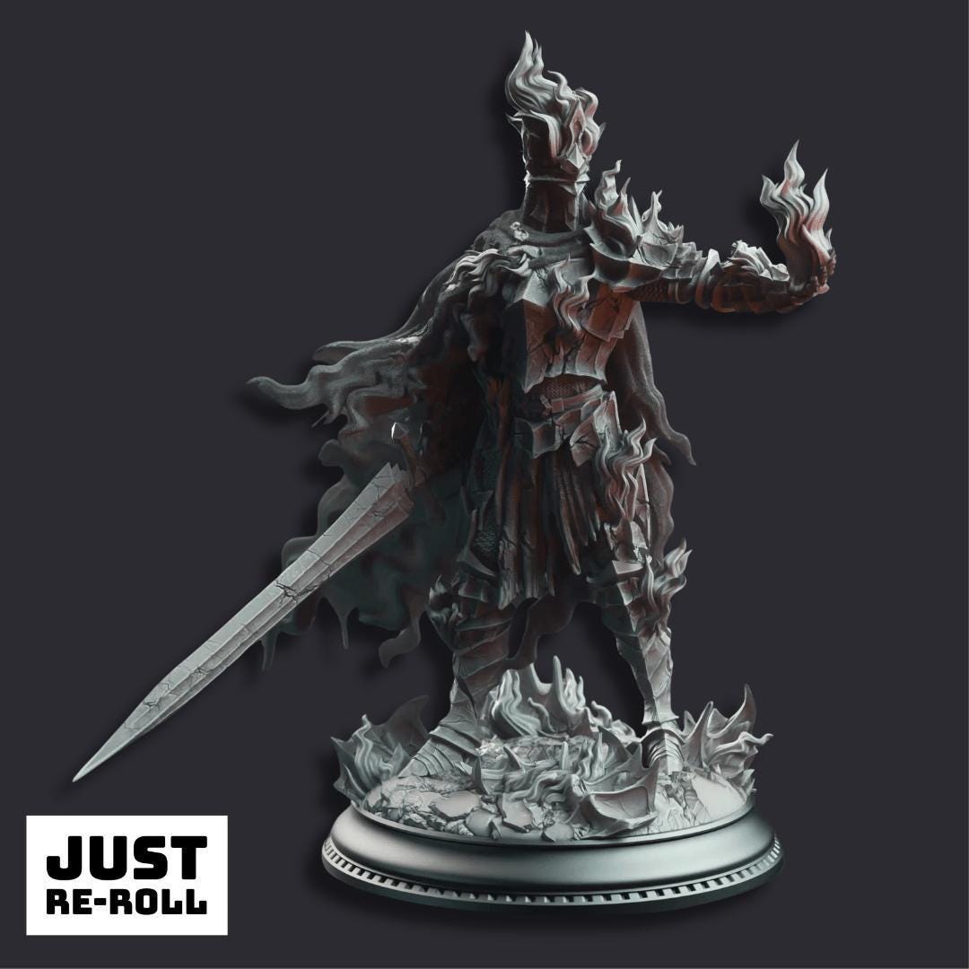 Ser Elias the Heartless The Burning Knight - 3D Printed Paladin Character Miniature