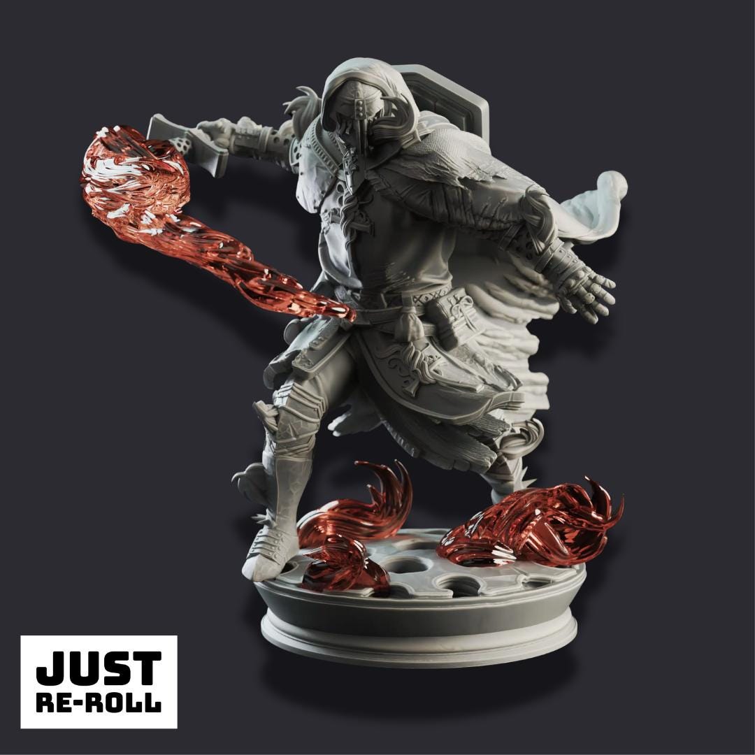 Embernos – Fire Elemi Crusader - 3D Printed Paladin Character Miniature
