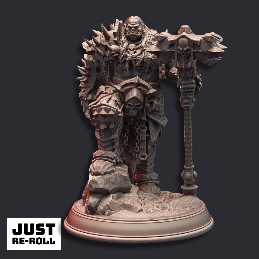 Gazza the Arrowproof Orc Warboss - 3D Printed Barbarian Character Miniature
