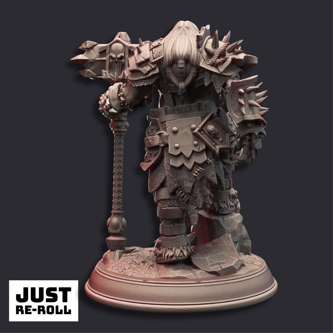 Gazza the Arrowproof Orc Warboss - 3D Printed Barbarian Character Miniature