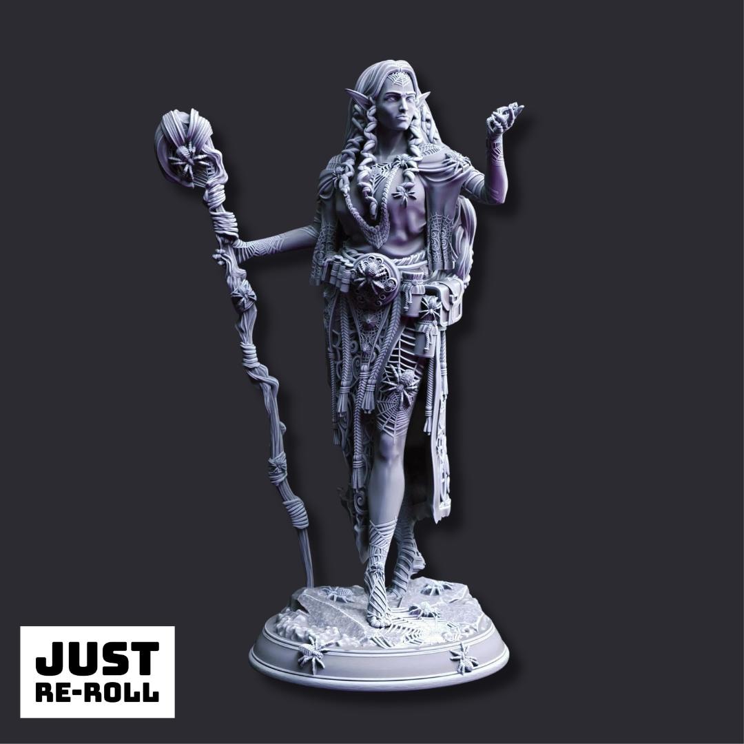 Irinia Drow Spidermancer - 3D Printed Druid Character Miniature