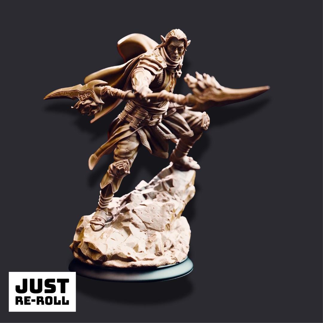 Reyvith the Valiant – Valadhar Veteran - 3D Printed Rogue Character Miniature