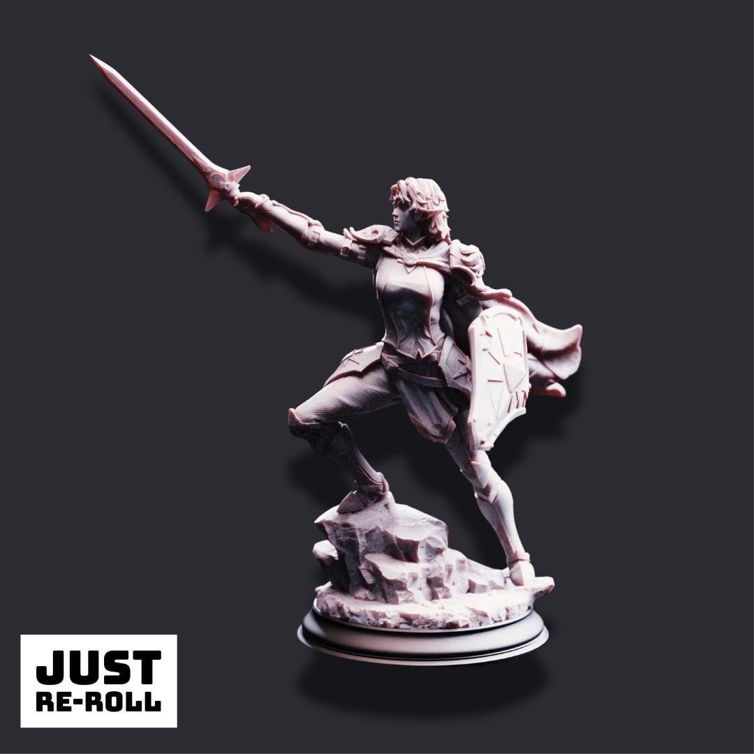 Hitalia – Paladin of Glanion - 3D Printed Fighter Character Miniature