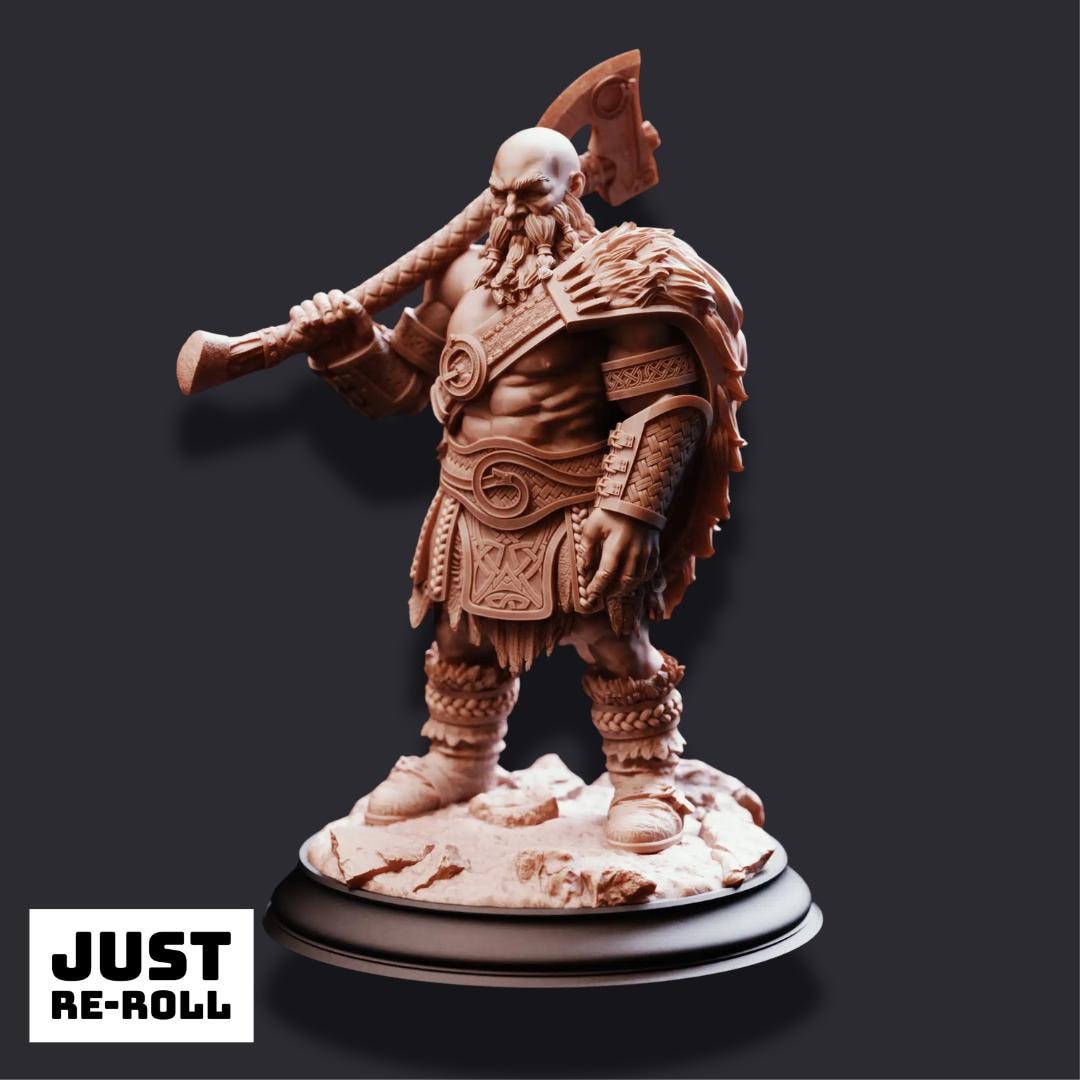Orzei of Varekan – Dwarven Berserker - 3D Printed Barbarian Character Miniature