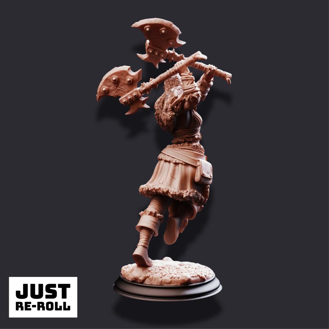 Tekrana of the Bloodfangs – Half-Orc Barbarian - 3D Printed Barbarian Character Miniature