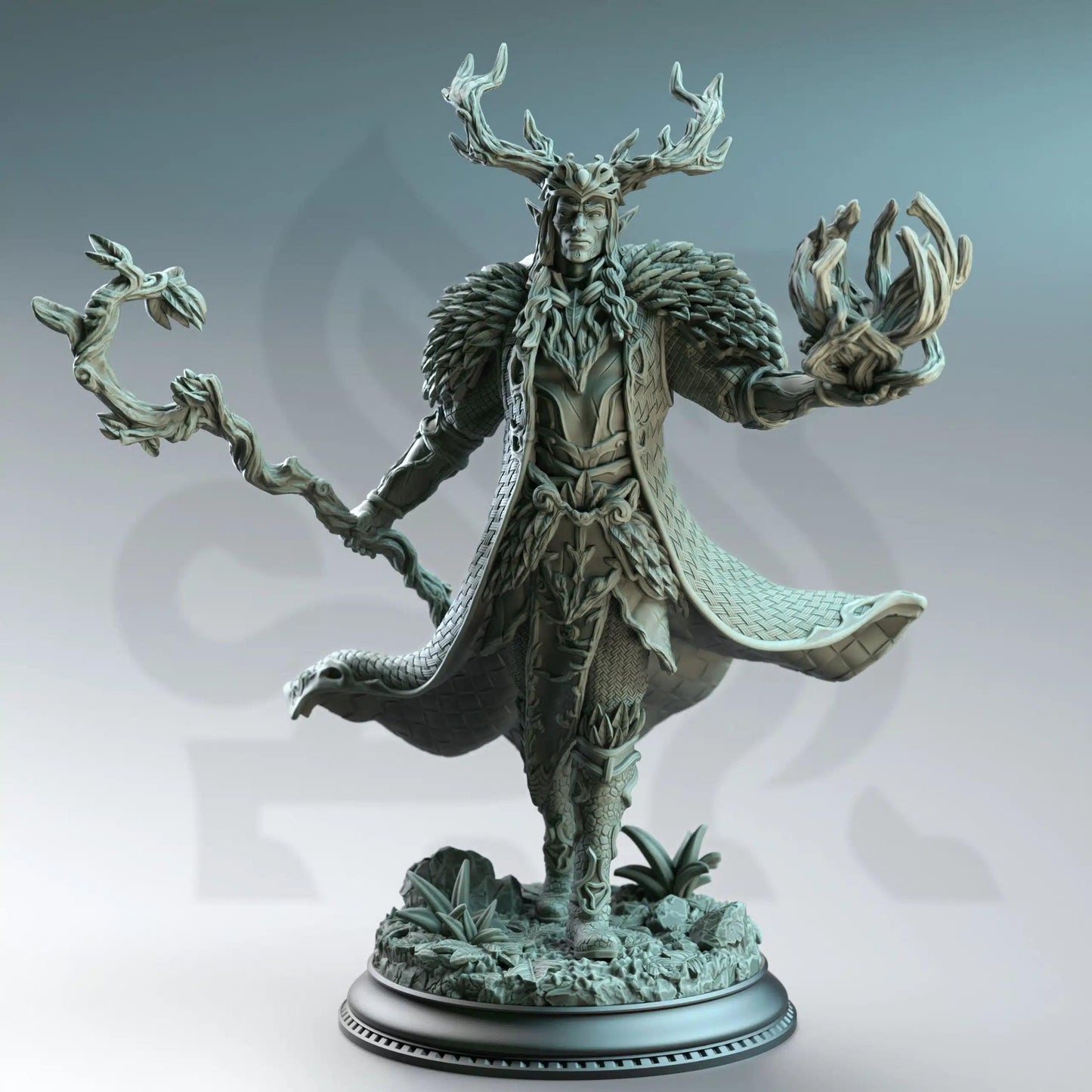 Pontifax the Emerald Eyed – Fey Court Wizard - 3D Printed Druid Character Miniature