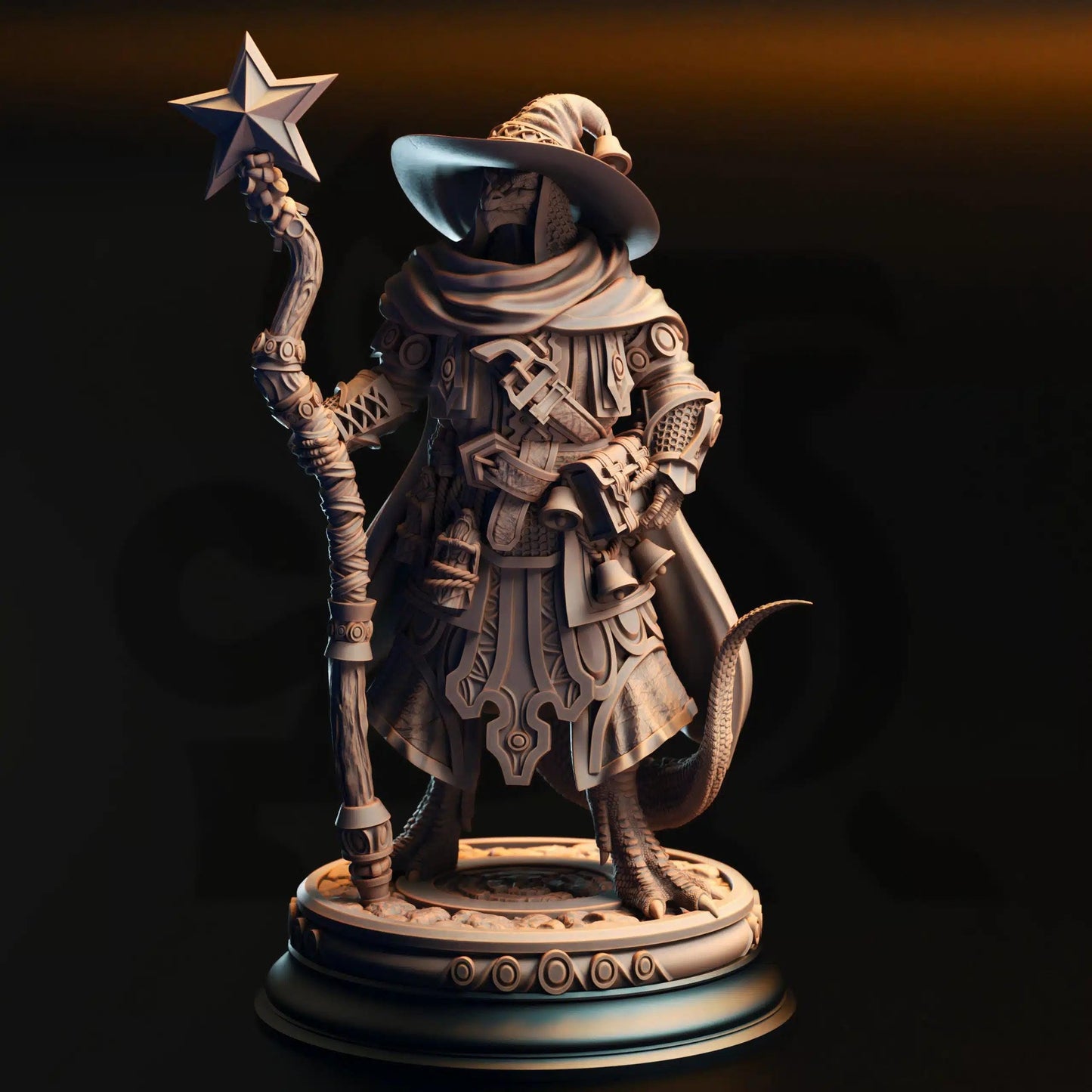 Ozmandi Starborn – Silver Dragonkin Sorcerer - 3D Printed Wizard Character Miniature