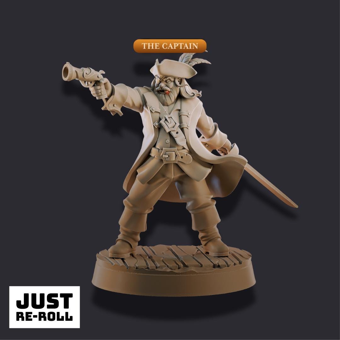 The Pirate Captain – 3D Printed Tabletop Miniature