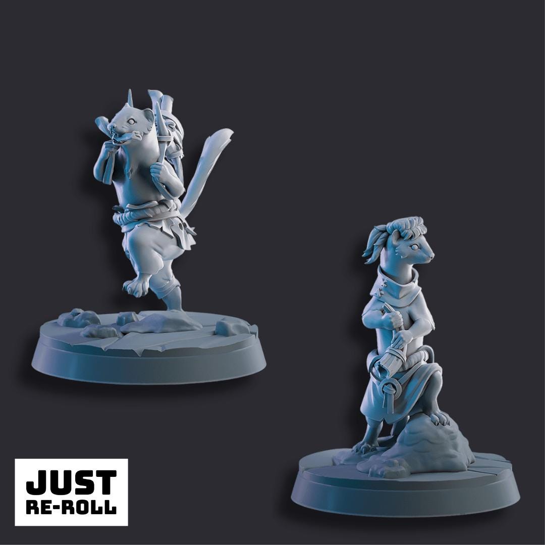 Ferret Lookouts - 3D Printed Fantasy Ferret Miniatures
