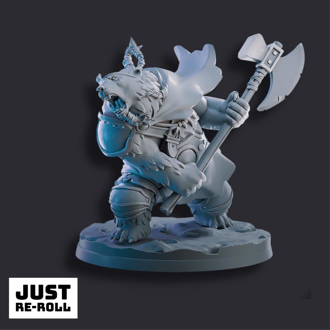 Polar Bear Warriors 3D Printed Miniatures – Fantasy Gaming Resin Figures