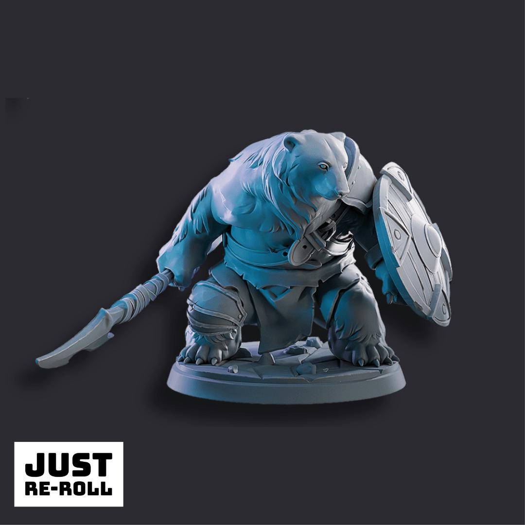 Polar Bear Warriors 3D Printed Miniatures – Fantasy Gaming Resin Figures
