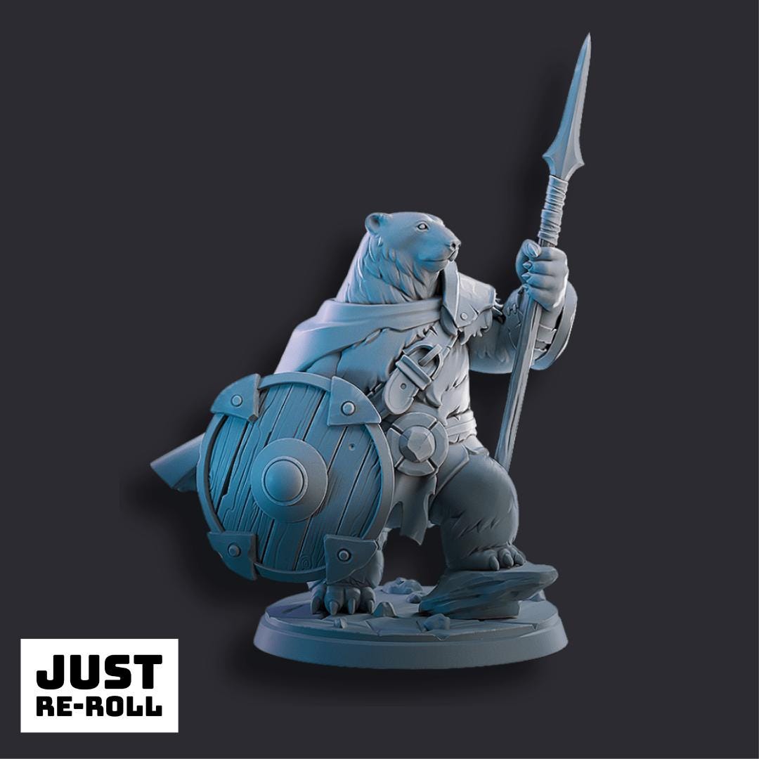 Polar Bear Warriors 3D Printed Miniatures – Fantasy Gaming Resin Figures