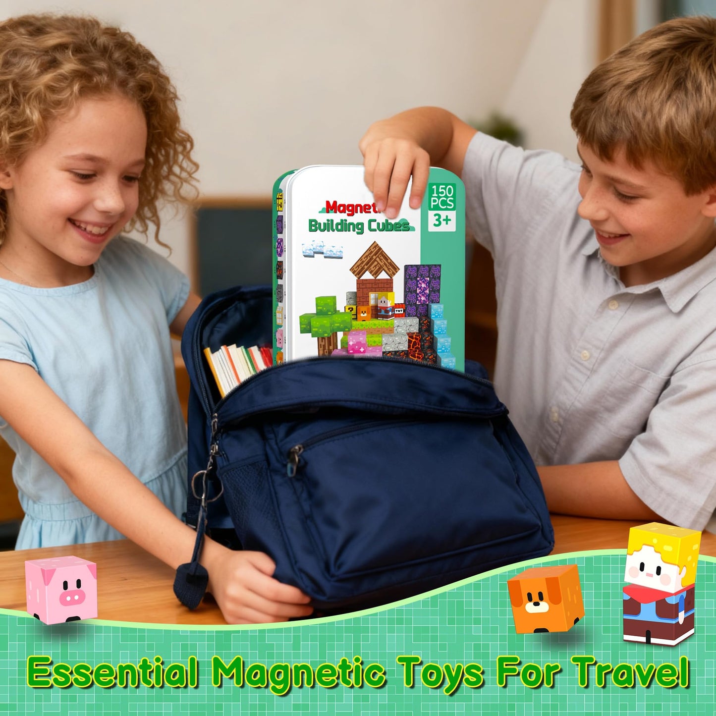 iLacven Magnetic Blocks Travel Set | 150 PCS STEM Building Toys for Kids 4-12