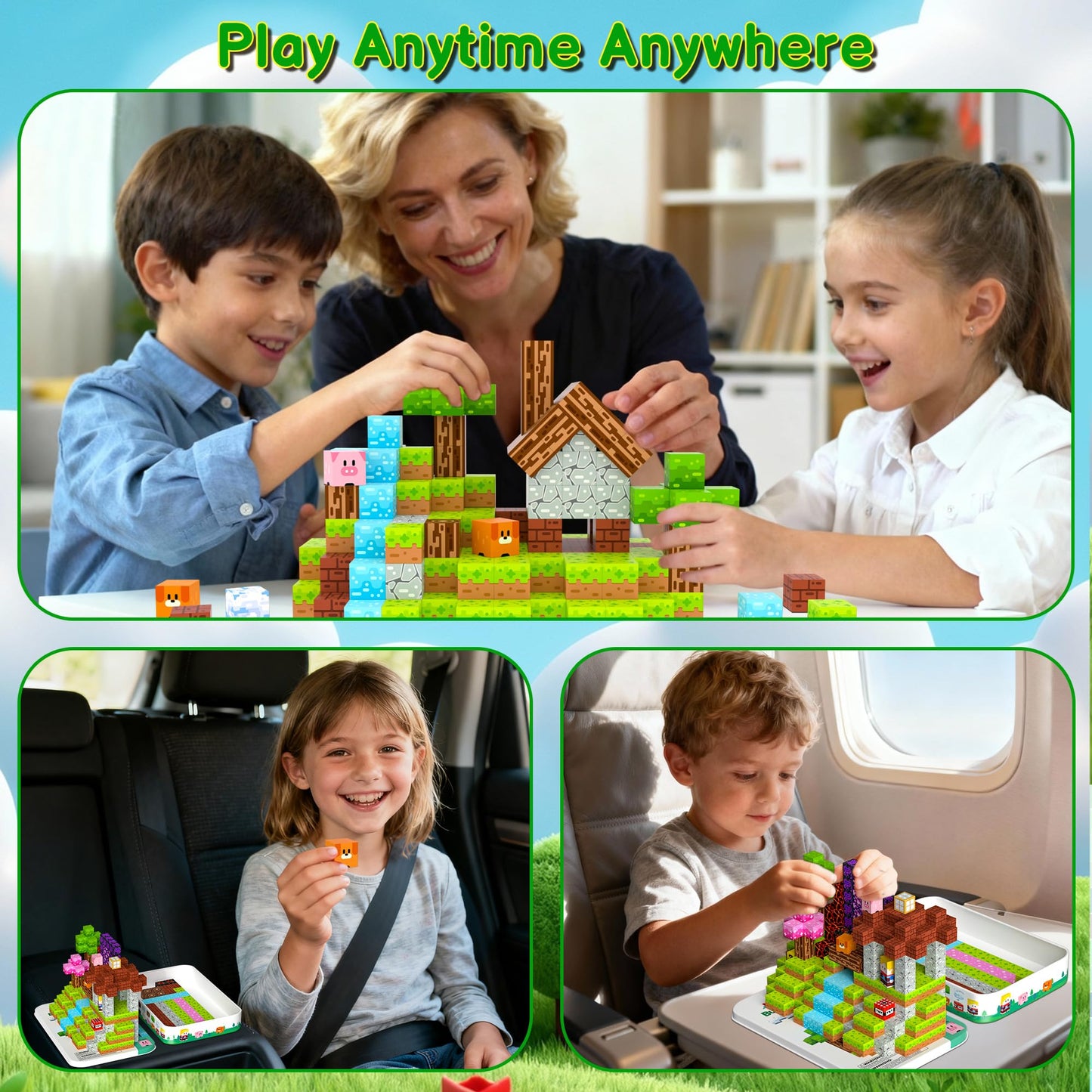 iLacven Magnetic Blocks Travel Set – 200 Pcs Tin Box STEM Building Toys for Kids (Ages 3-12)