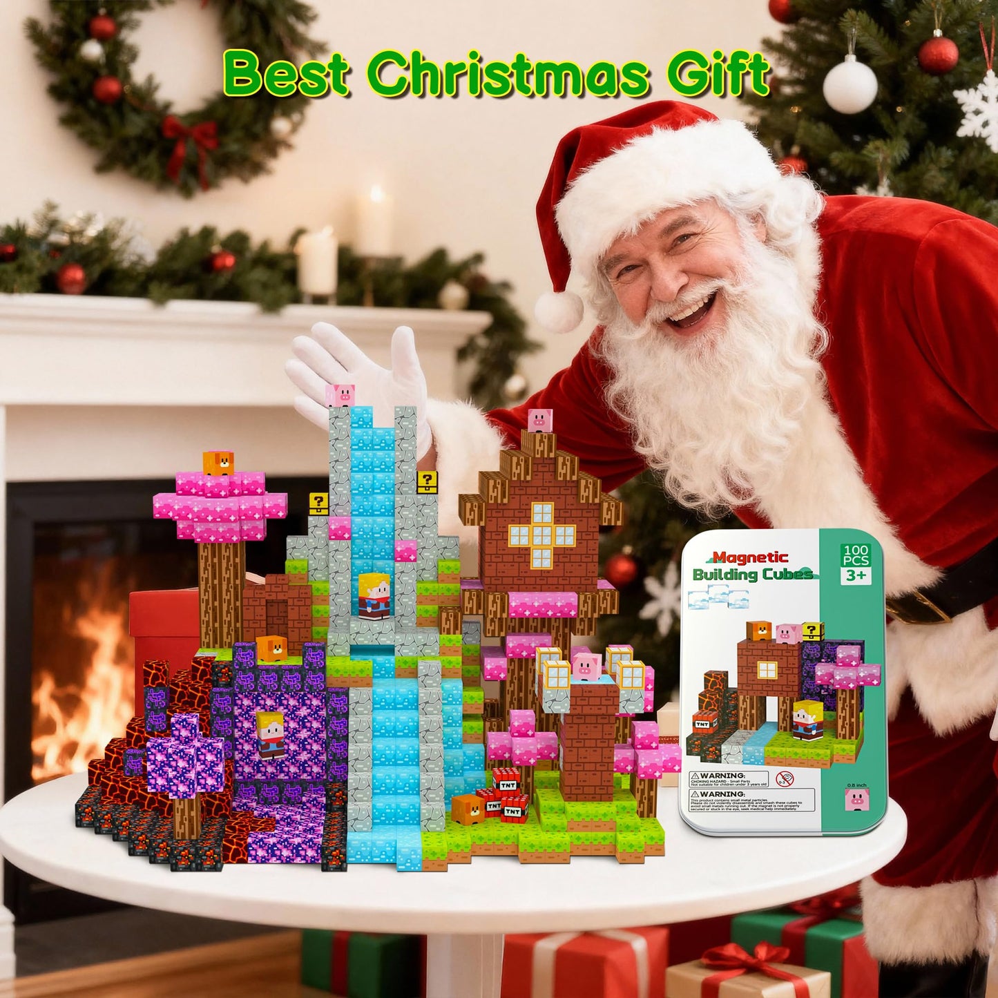 iLacven Magnetic Blocks Travel Set – 100 Pcs Tin Box STEM Building Toys for Kids 3-12
