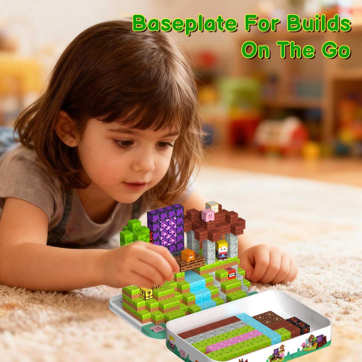 iLacven Magnetic Blocks Travel Set – 200 Pcs Tin Box STEM Building Toys for Kids (Ages 3-12)