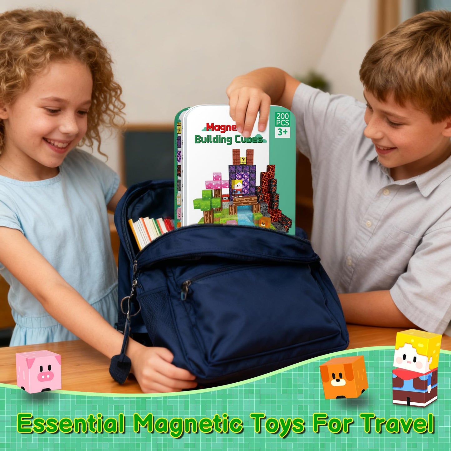 iLacven Magnetic Blocks Travel Set – 200 Pcs Tin Box STEM Building Toys for Kids (Ages 3-12)