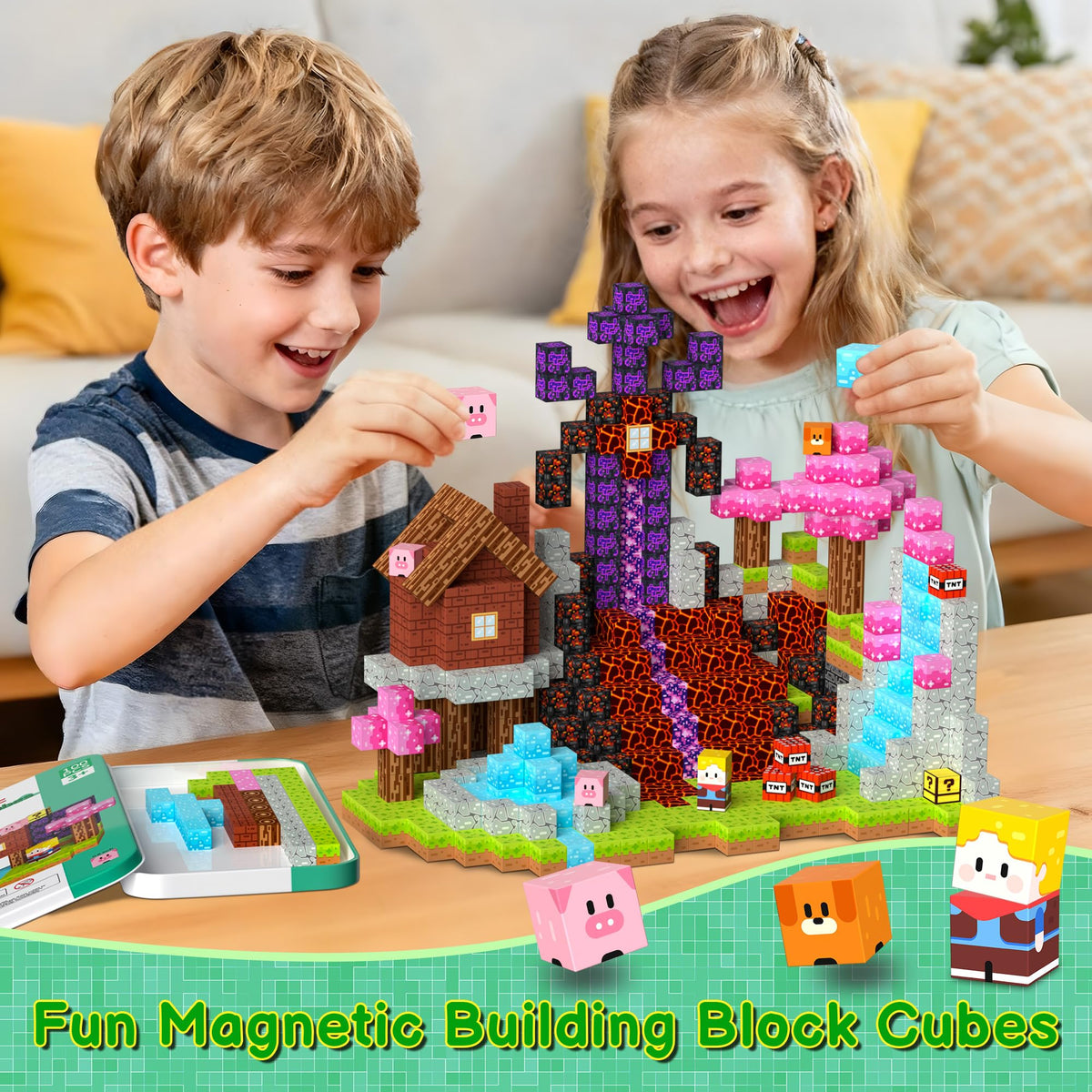 iLacven Magnetic Blocks Travel Set – 100 Pcs Tin Box STEM Building Toys for Kids 3-12