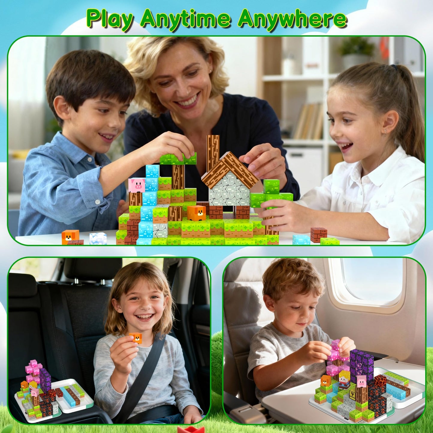 iLacven Magnetic Blocks Travel Set – 100 Pcs Tin Box STEM Building Toys for Kids 3-12