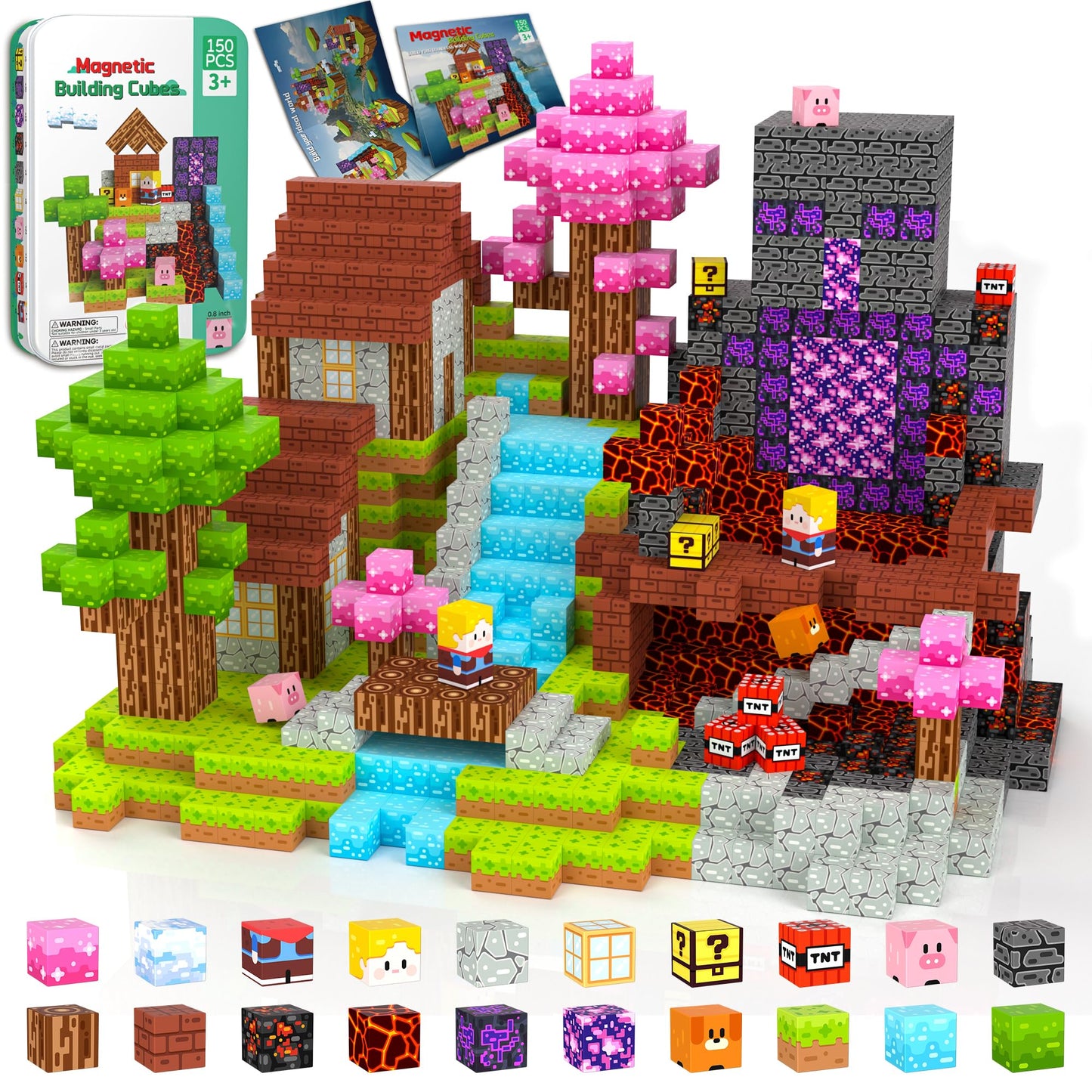 iLacven Magnetic Blocks Travel Set | 150 PCS STEM Building Toys for Kids 4-12