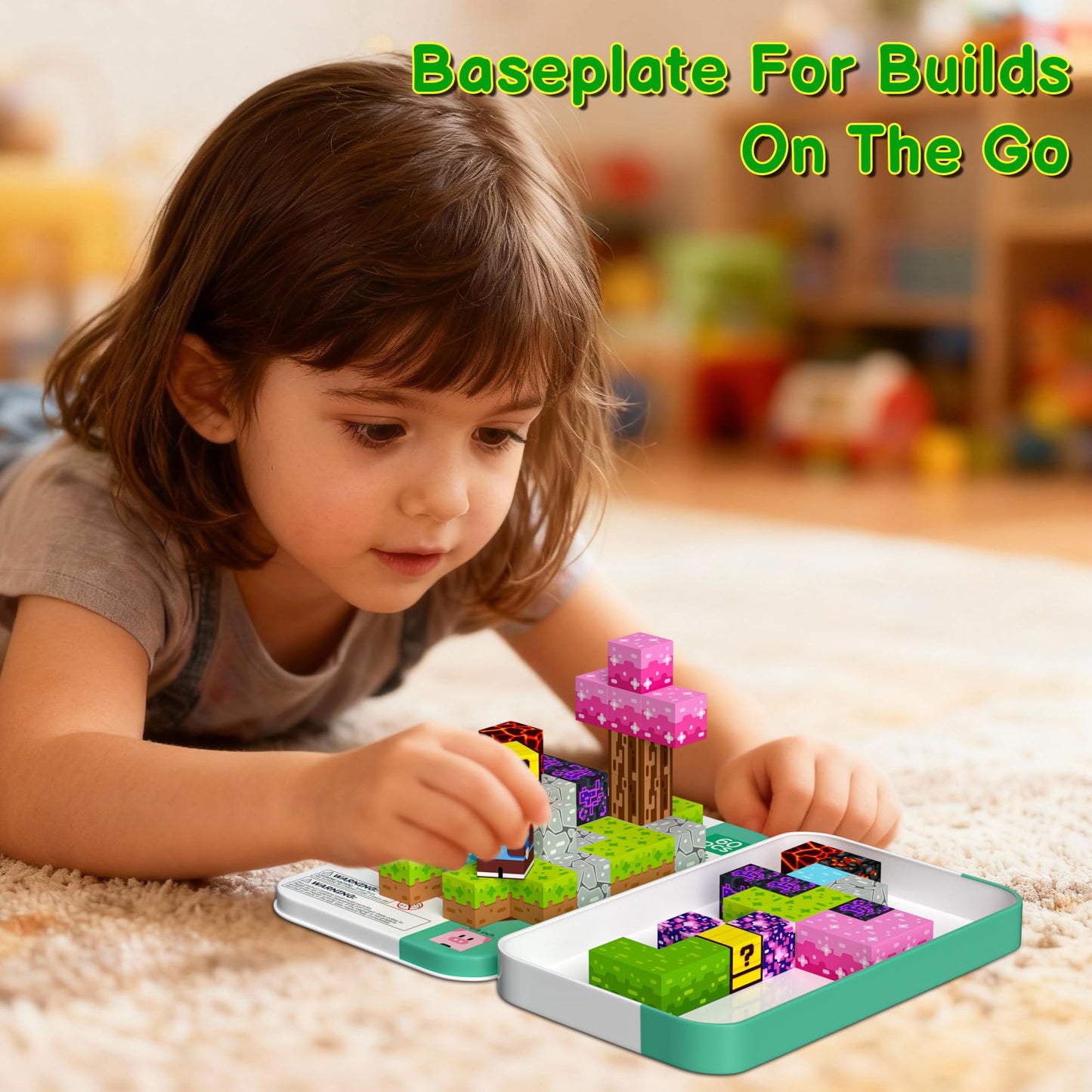 iLacven Magnetic Blocks Minecraft-Style – 60pcs Travel STEM Toy Set for Kids 3–12