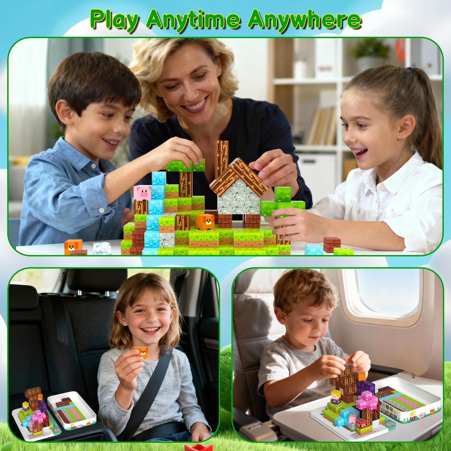 iLacven Magnetic Blocks Travel Set | 150 PCS STEM Building Toys for Kids 4-12