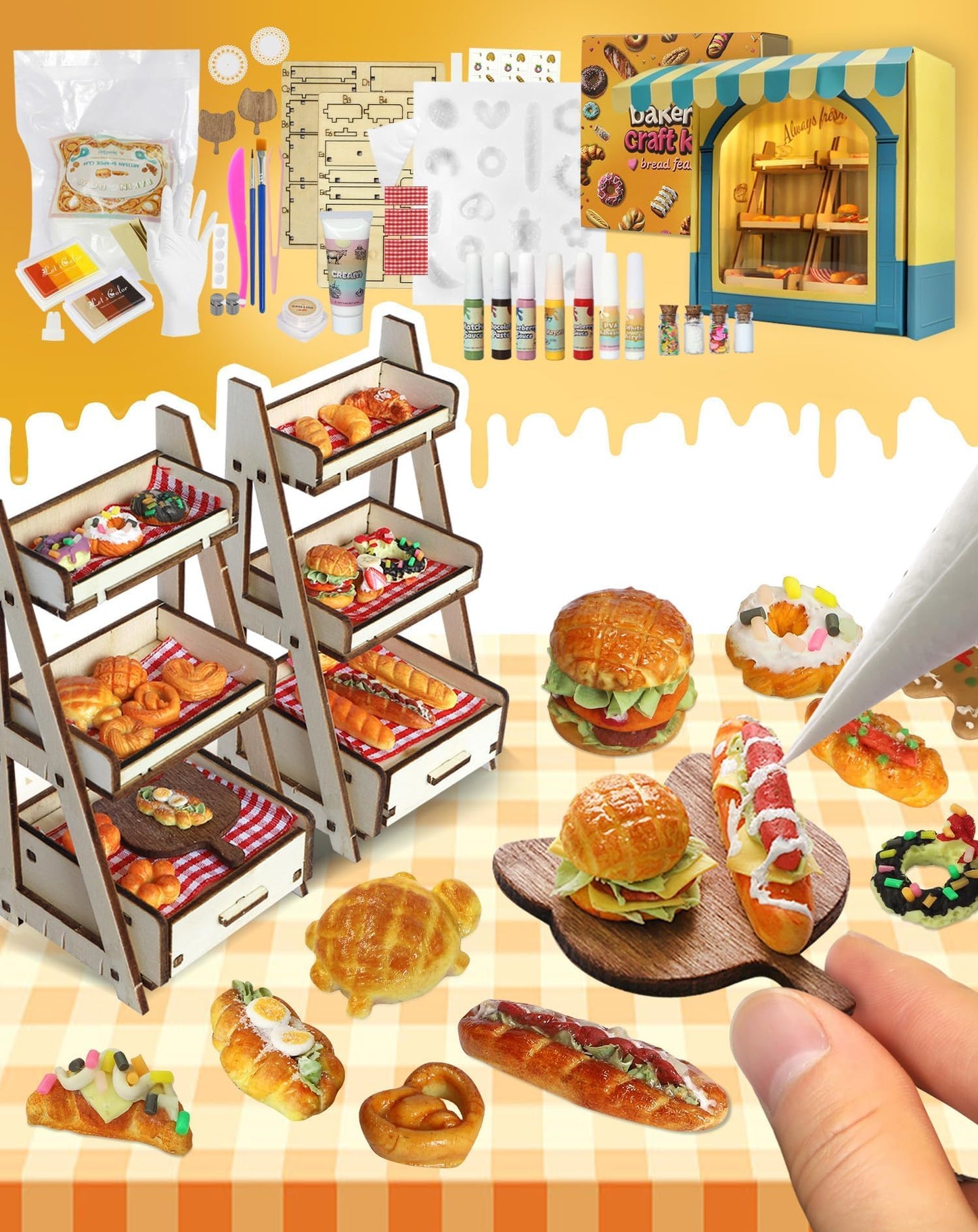 iland Air Dry Clay Craft Kit for Teens & Adults — 1/12 Mini Bakery Accessories