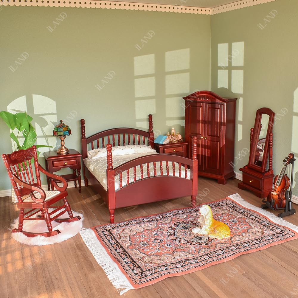 iLAND Dollhouse Flooring 17x11 in - 2pc Classic Walnut (1:12 Scale) Mini Floorboards